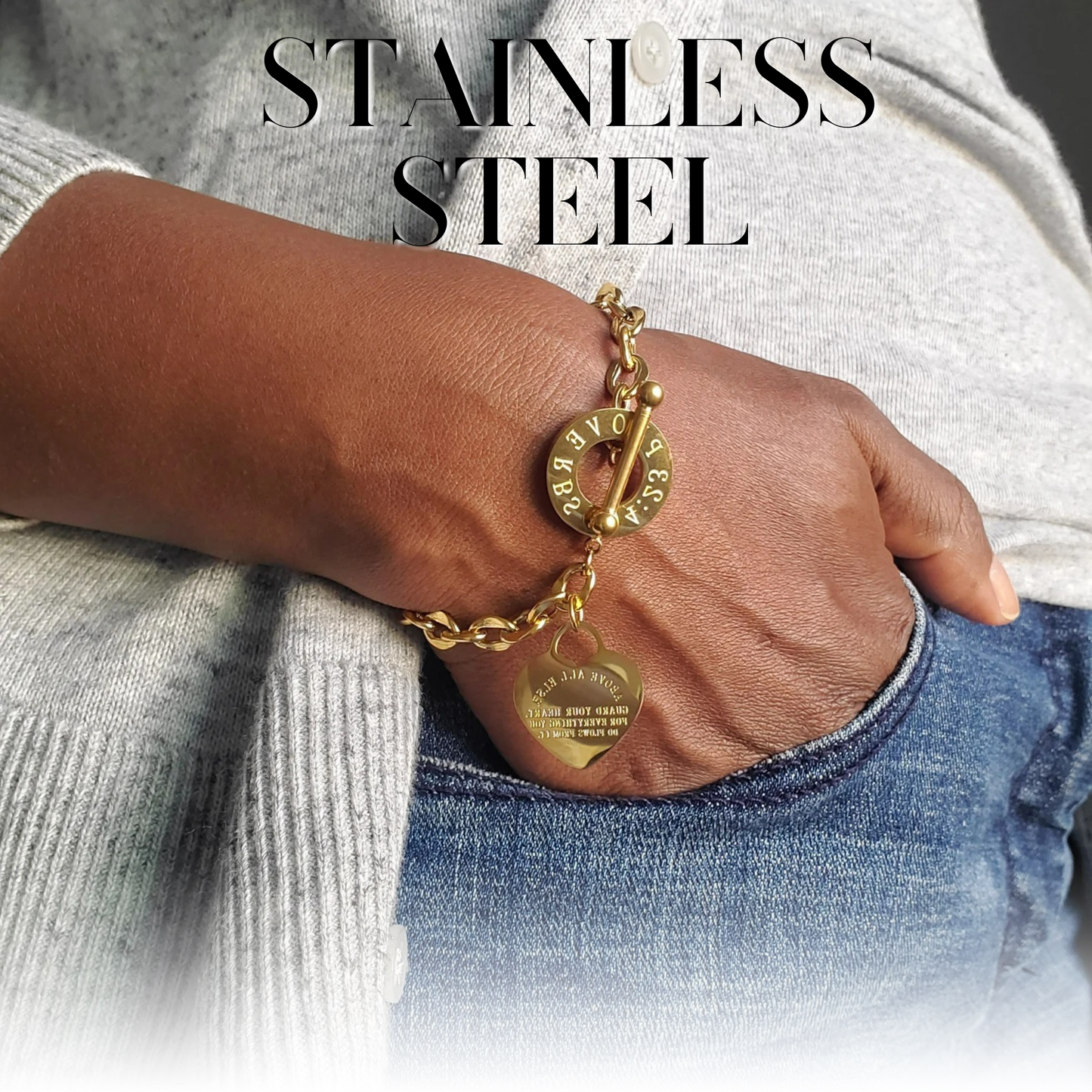 Stainless bible verse bracelet