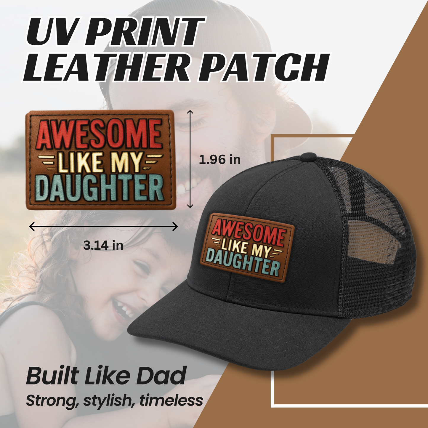 Leather Patch Dad Hat β Trucker Style, UV Printed