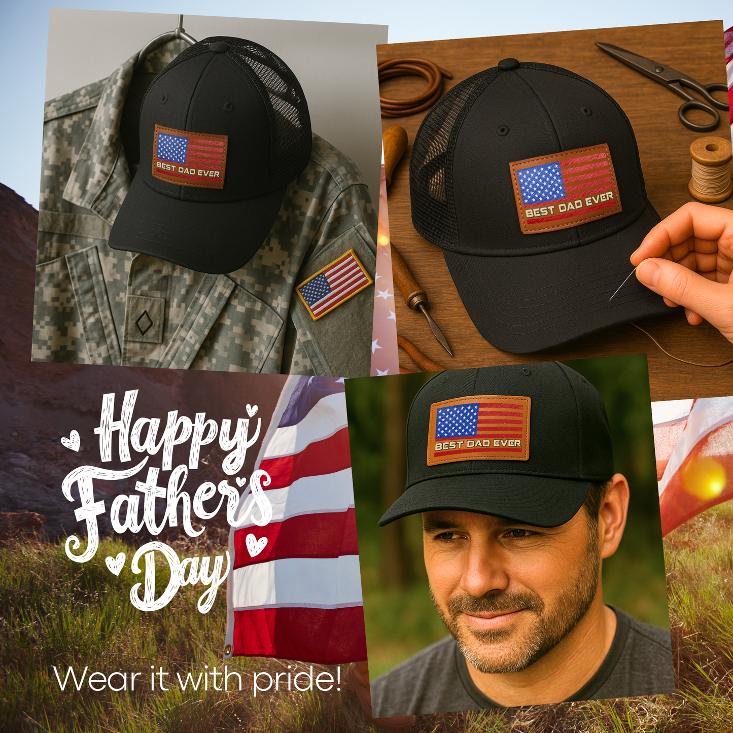 Best Dad Ever American Flag Hat