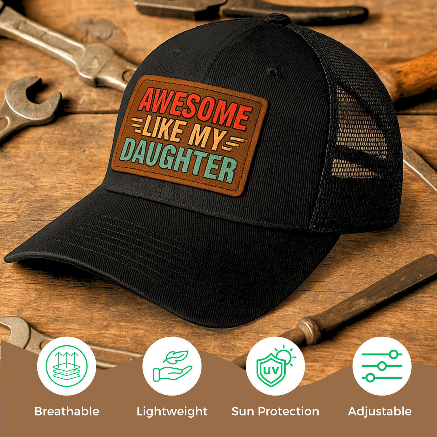 Leather Patch Dad Hat β Trucker Style, UV Printed