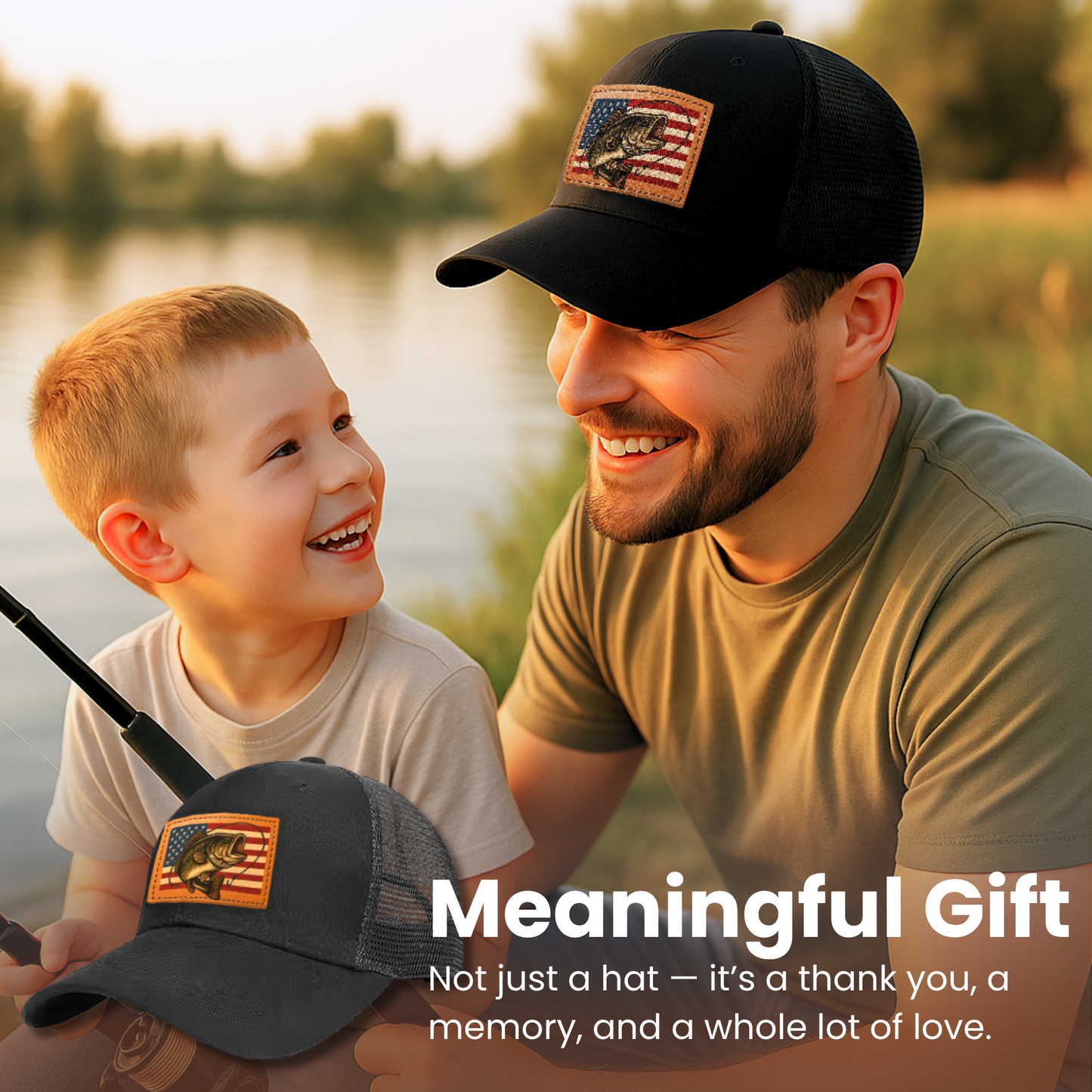 American Flag Bass Fishing Trucker Hat