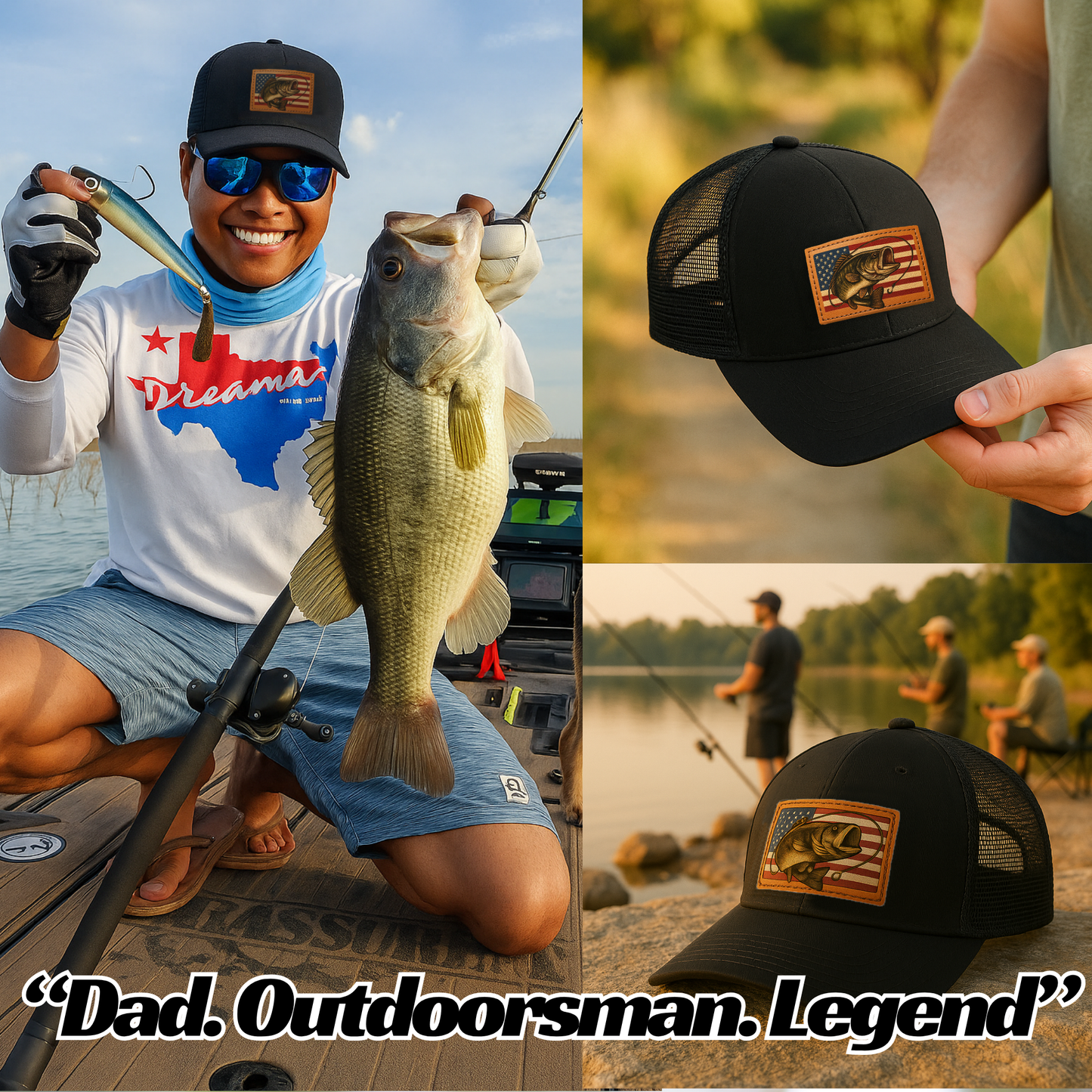 American Flag Bass Fishing Trucker Hat