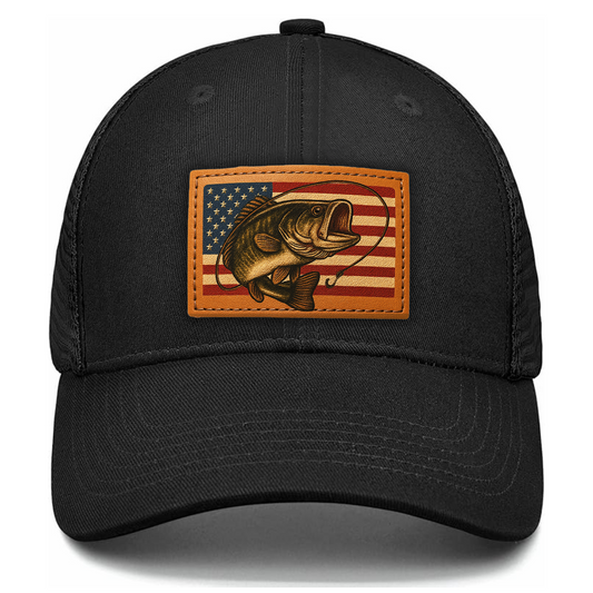 American Flag Bass Fishing Trucker Hat